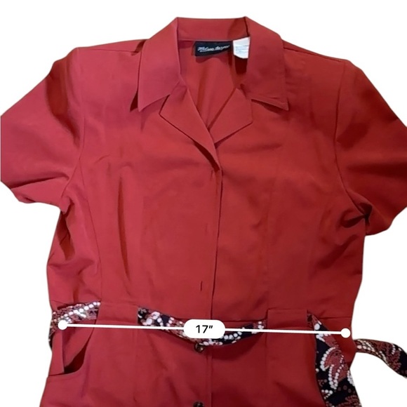 Vintage Melissa Harper Dress Womens 14 Rust Classic Preppy Work Button Front - Picture 10 of 12